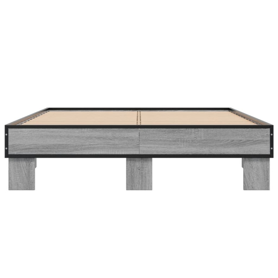 Estructura cama madera ingeniería metal gris Sonoma 135x190