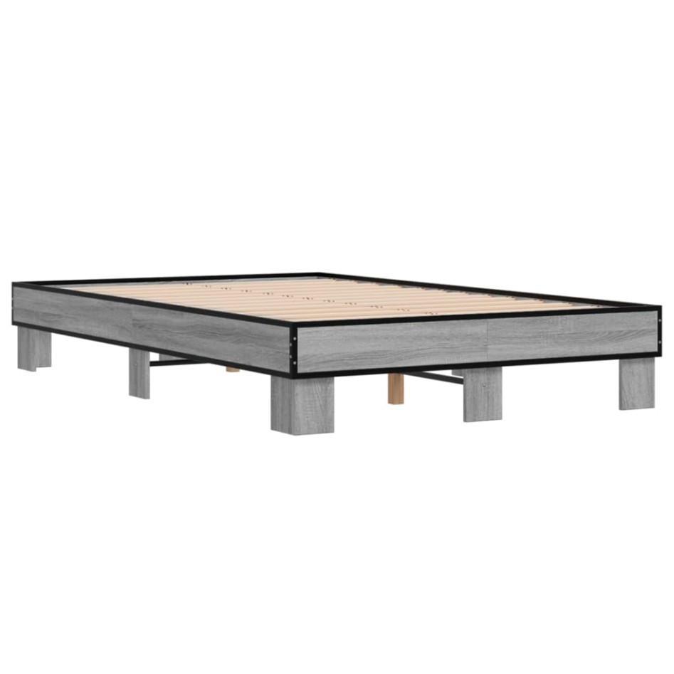 Estructura cama madera ingeniería metal gris Sonoma 135x190