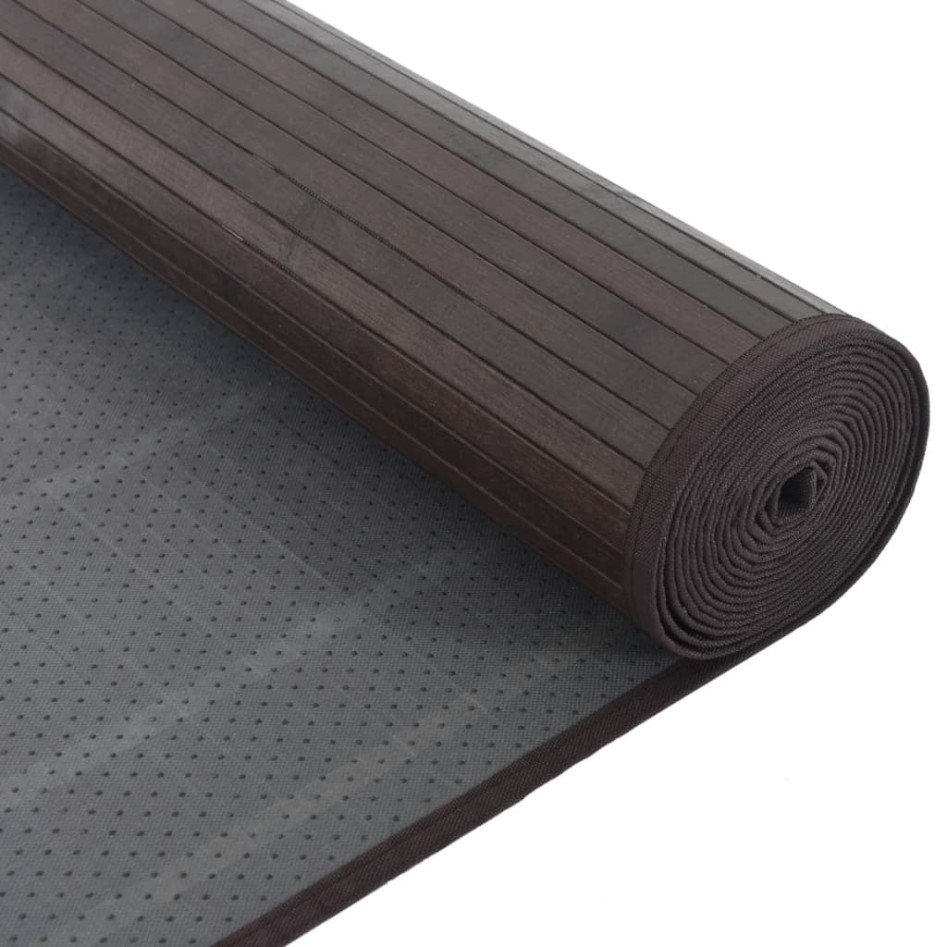 Alfombra rectangular bambú marrón oscuro 80x1000