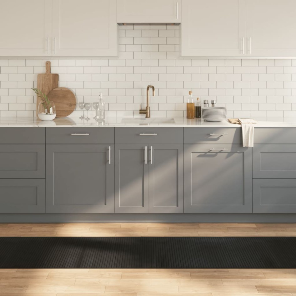 Alfombra rectangular bambú negro 60x1000