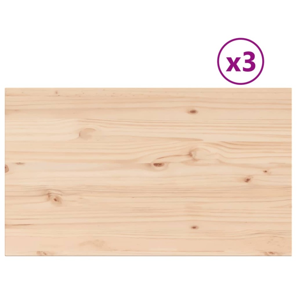 Tablero de mesa rectangular 3 uds madera de pino 80x47x1,7