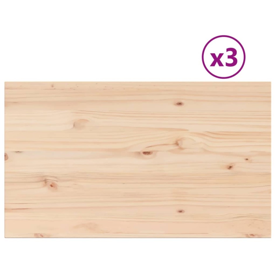 Tablero de mesa rectangular 3 uds madera de pino 80x47x2,5