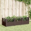 Jardinera con clavijas PP marrón 123,5x43,5x43,5 cm