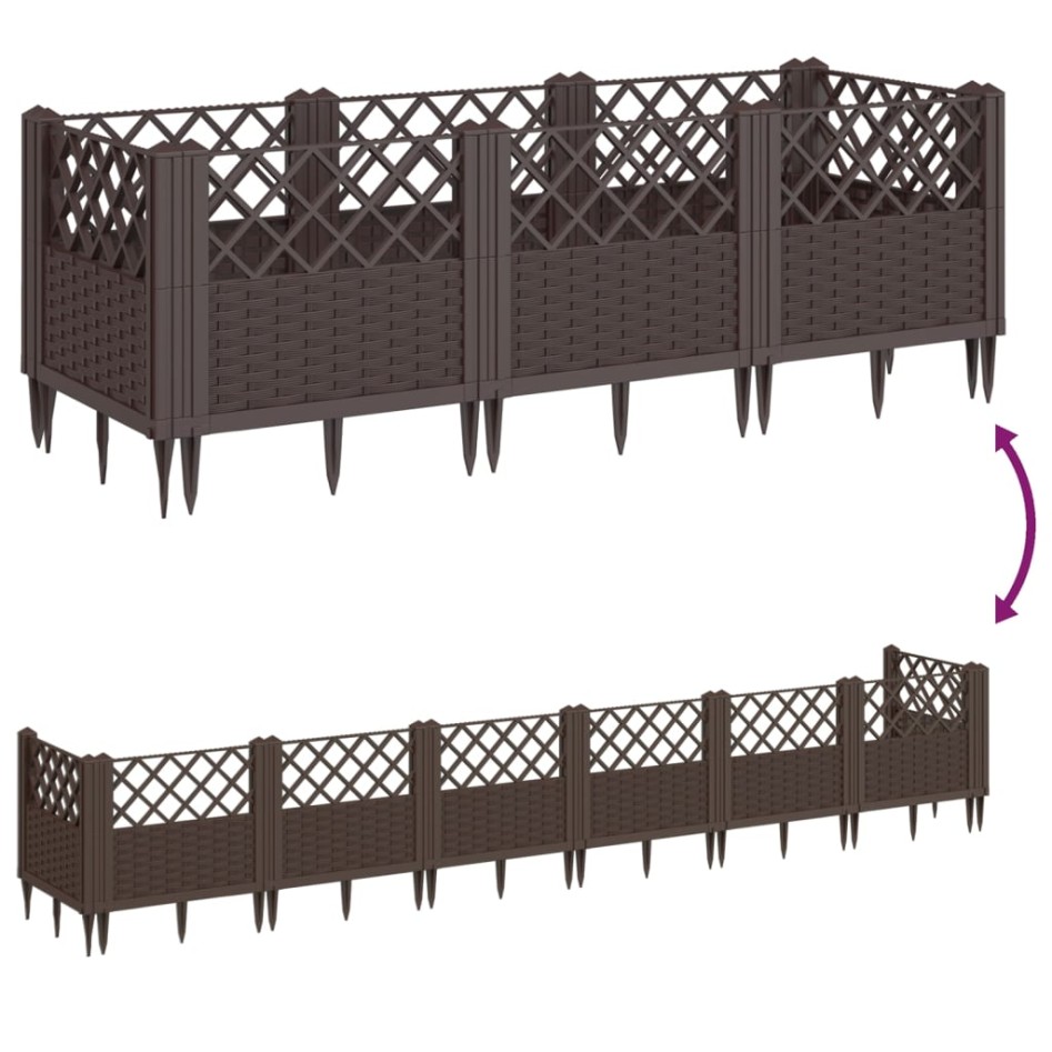 Jardinera con clavijas PP marrón 123,5x43,5x43,5