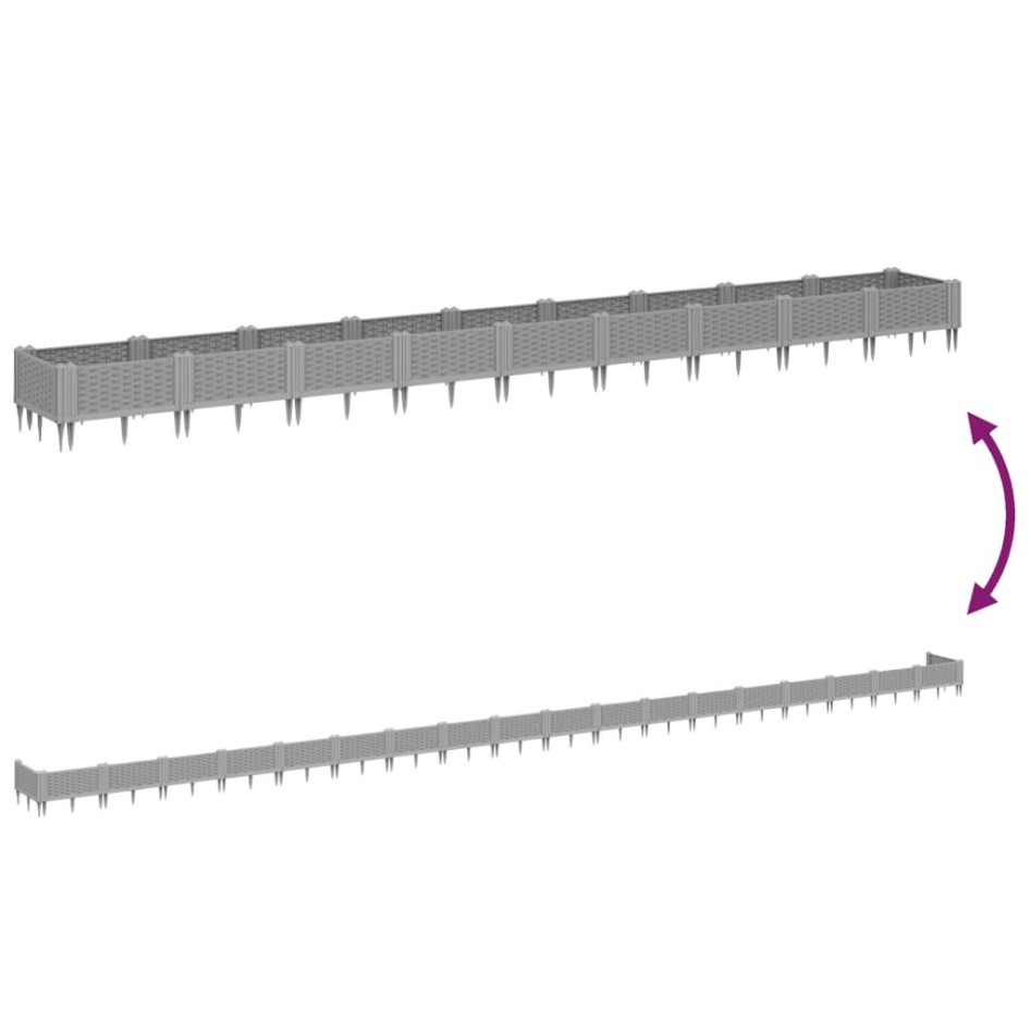 Jardinera con clavijas PP gris claro 362,5x42,5x28,5