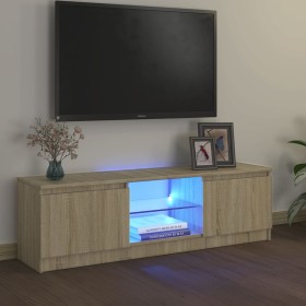 Armario TV con luces LED roble Sonoma 120x30x35,5