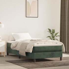 Estructura de cama sin colchón terciopelo verde oscuro