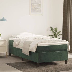 Estructura de cama sin colchón terciopelo verde oscuro