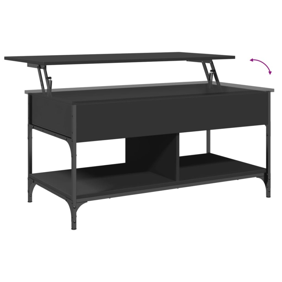 Mesa de centro madera de ingeniería y metal negro 100x50x50
