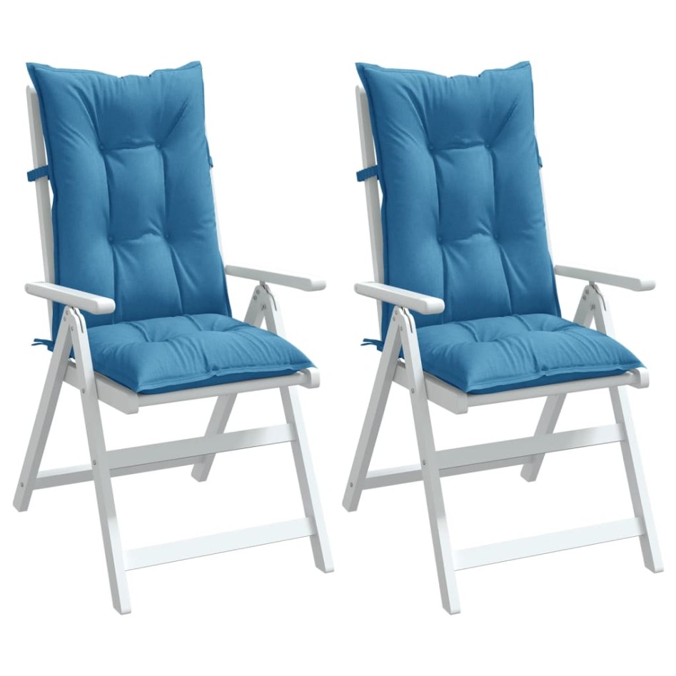 Cojines silla respaldo alto 2 uds tela azul melange 120x50x7