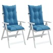 Cojines silla respaldo alto 2 uds tela azul melange 120x50x7 cm