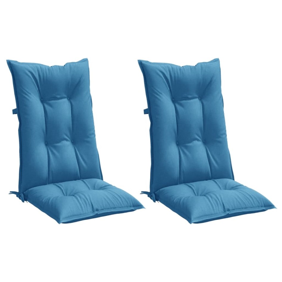 Cojines silla respaldo alto 2 uds tela azul melange 120x50x7