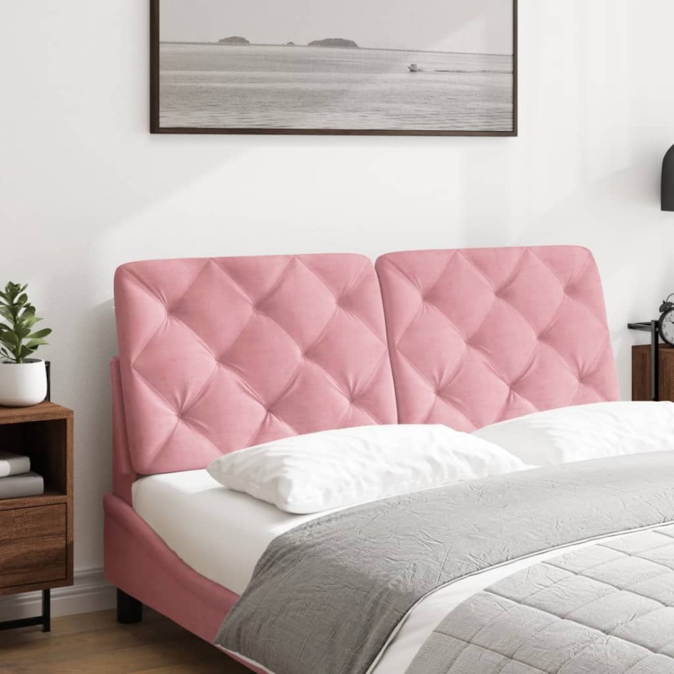 Cabecero de cama acolchado terciopelo rosa 120