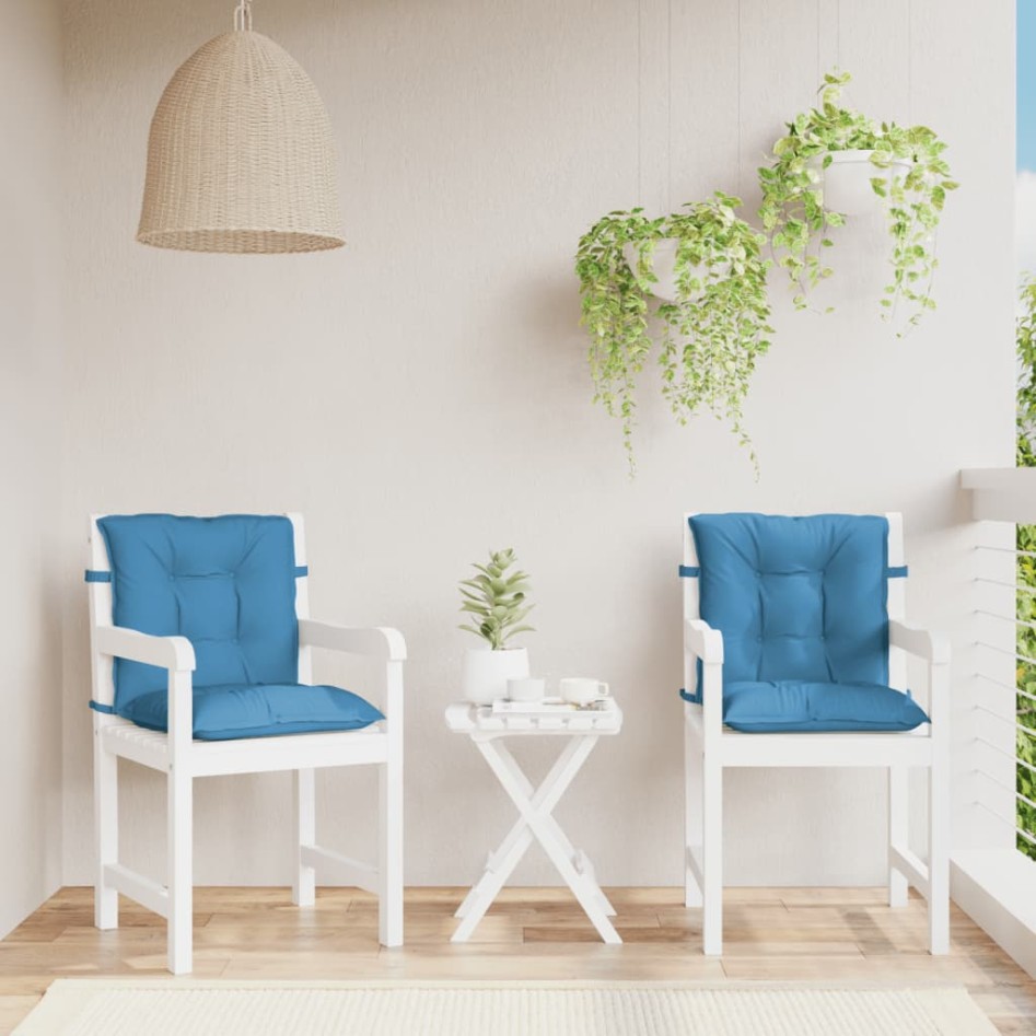 Cojines silla respaldo bajo 2 ud tela azul melange 100x50x7