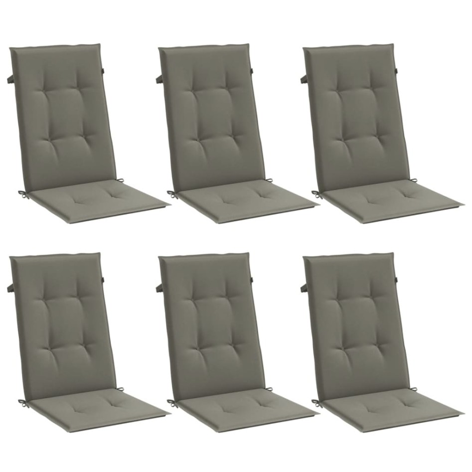 Cojines para silla respaldo alto 6 uds tela gris oscuro