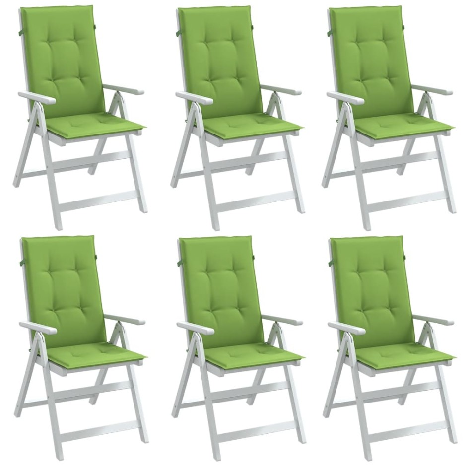 Cojines silla respaldo alto 6 uds tela verde melange