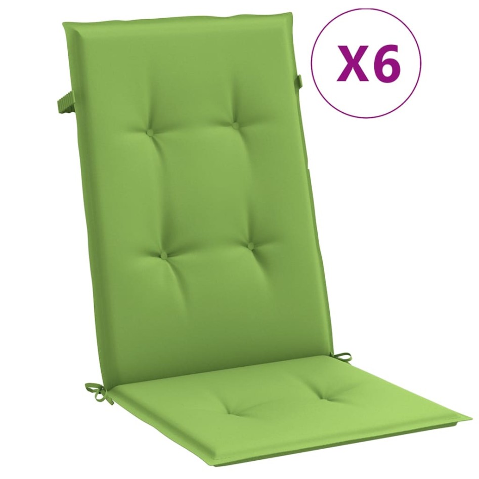 Cojines silla respaldo alto 6 uds tela verde melange