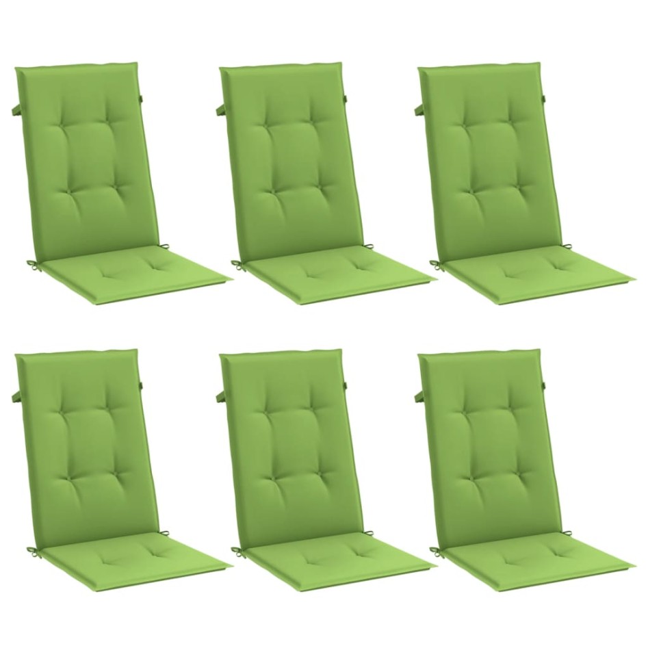 Cojines silla respaldo alto 6 uds tela verde melange