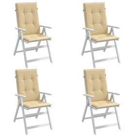 Cojines silla respaldo alto 4 uds tela beige melange