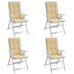 Cojines silla respaldo alto 4 uds tela beige melange 120x50x4cm