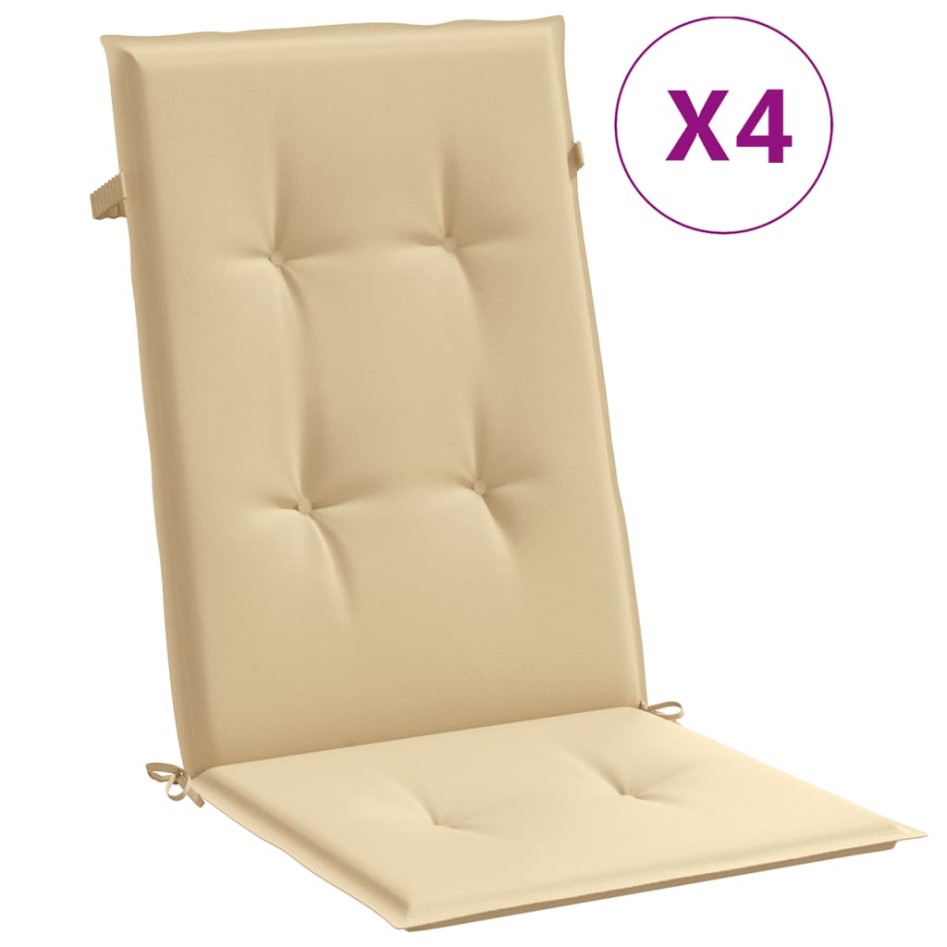 Cojines silla respaldo alto 4 uds tela beige melange