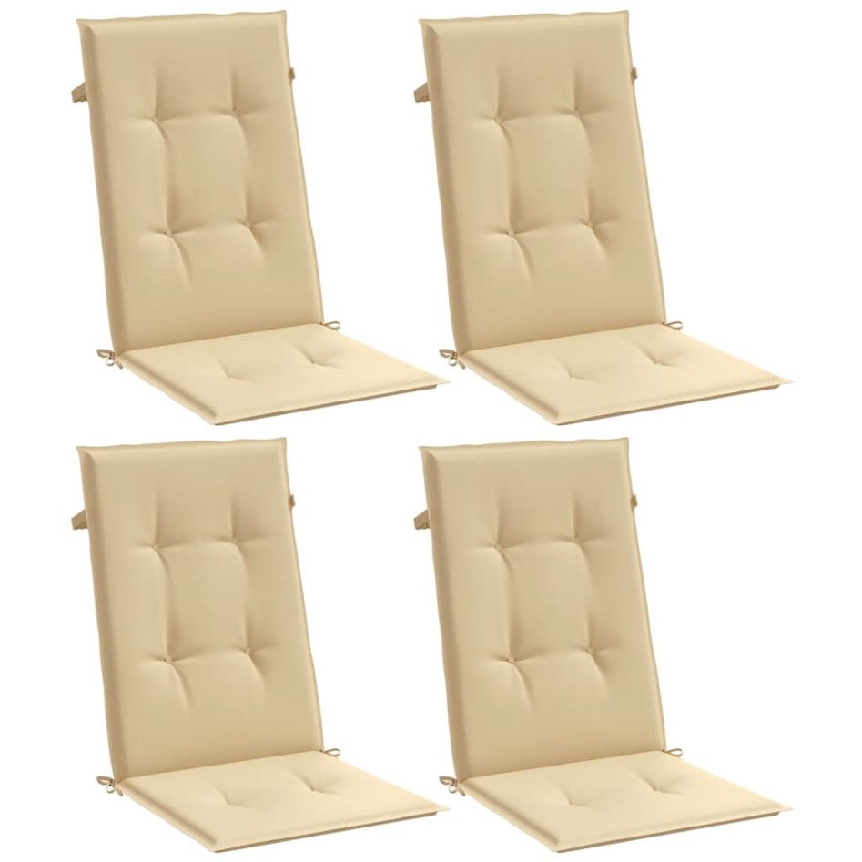 Cojines silla respaldo alto 4 uds tela beige melange