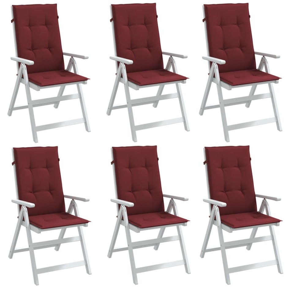 Cojines para silla respaldo alto 6 uds tela rojo tinto