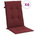 Cojines para silla respaldo alto 6 uds tela rojo tinto