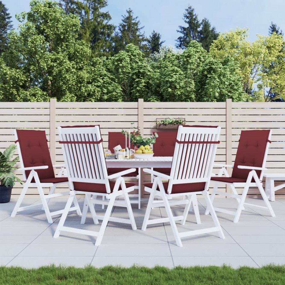 Cojines para silla respaldo alto 6 uds tela rojo tinto