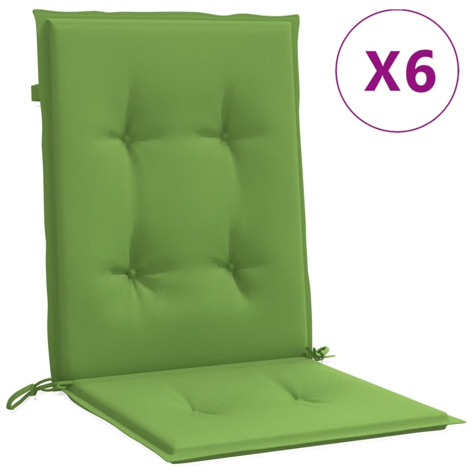 Cojines silla respaldo bajo 6 ud tela verde melange 100x50x4