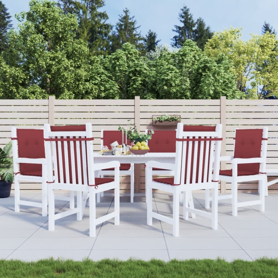 Cojines para silla respaldo bajo 6 ud tela rojo tinto