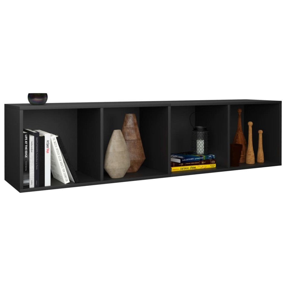 Estantería libros/mueble TV contrachapada negro 36x30x143