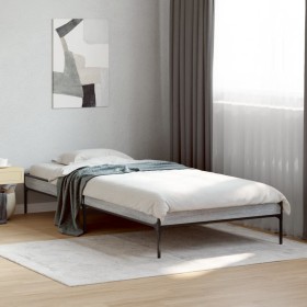 Estructura cama madera ingeniería metal gris Sonoma 100x200