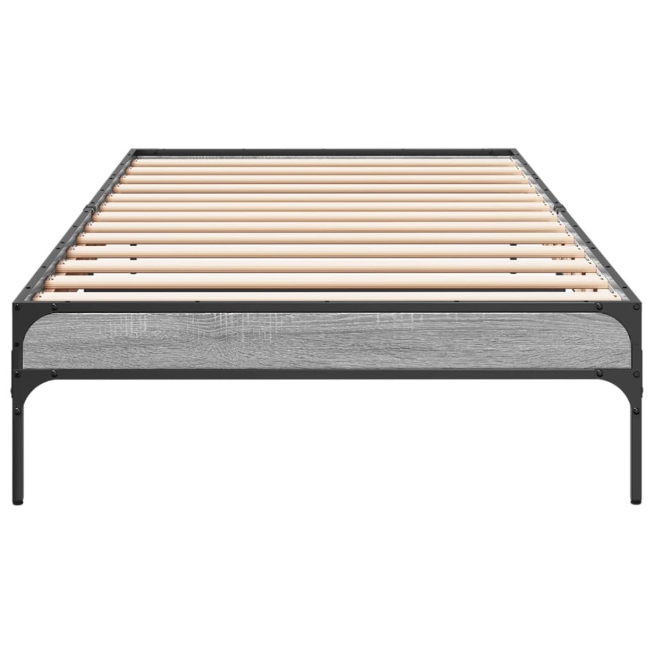 Estructura cama madera ingeniería metal gris Sonoma 100x200