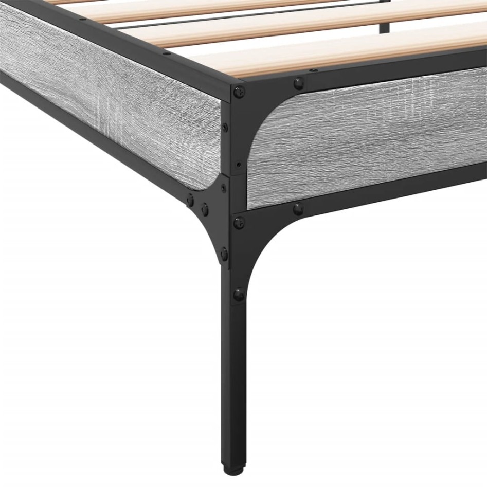Estructura cama madera ingeniería metal gris Sonoma 100x200