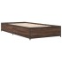 Estructura cama madera ingeniería metal marrón roble 100x200