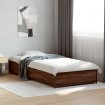 Estructura cama madera ingeniería metal roble marrón 75x190 cm