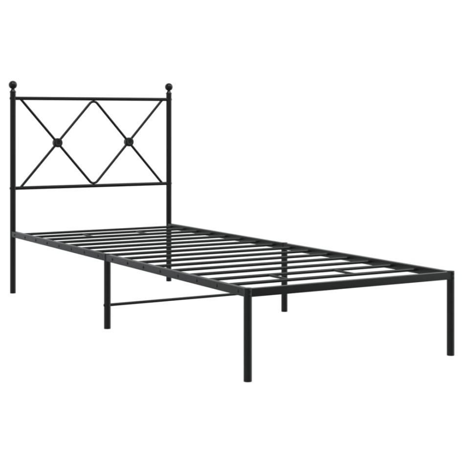 Estructura cama sin colchón con cabecero metal negro 80x200