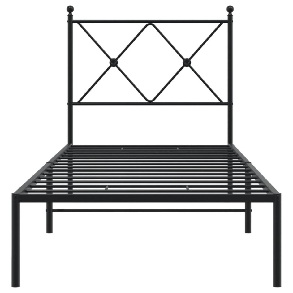 Estructura cama sin colchón con cabecero metal negro 80x200