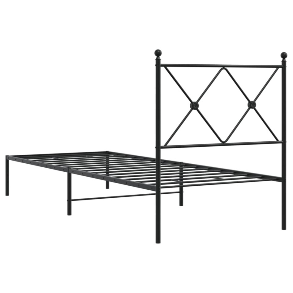 Estructura cama sin colchón con cabecero metal negro 80x200