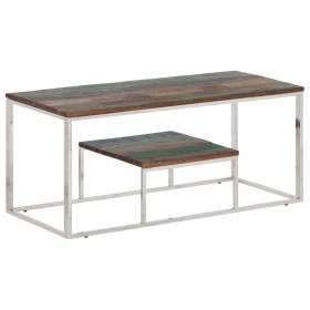 Mesa de centro acero inoxidable y madera reciclada