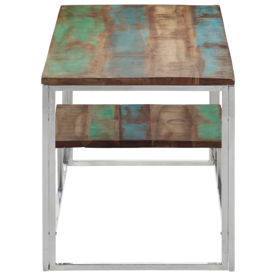 Mesa de centro acero inoxidable y madera reciclada