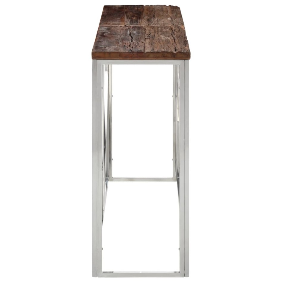Mesa consola acero inoxidable madera maciza traviesa