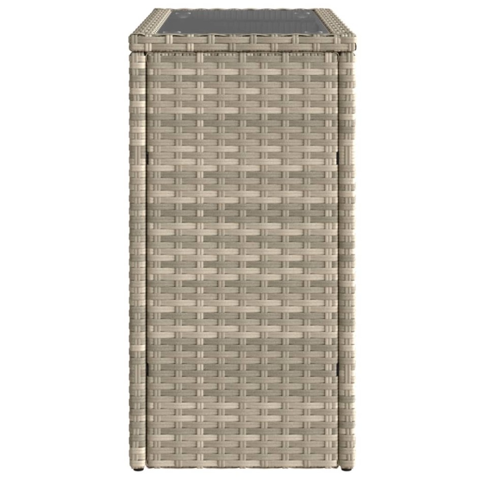 Mesa auxiliar jardín tapa vidrio ratán gris claro 58x27,5x55
