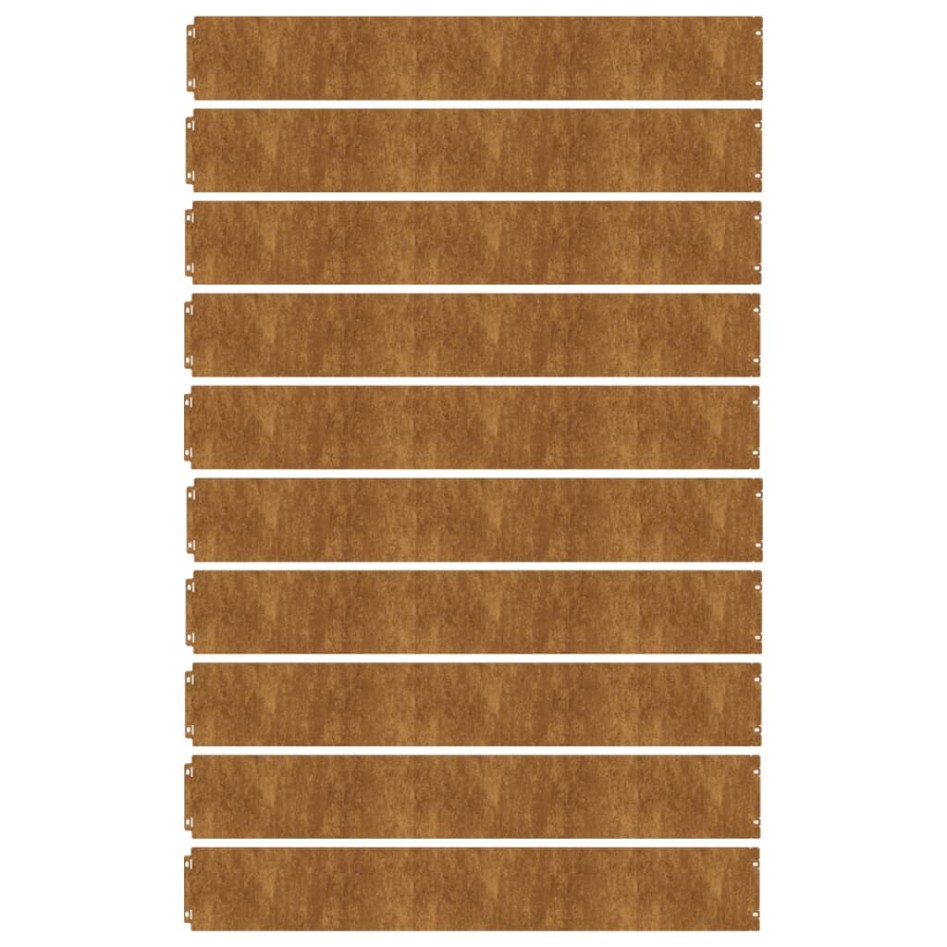 Bordes de césped acero corten flexible 10 piezas 15x103