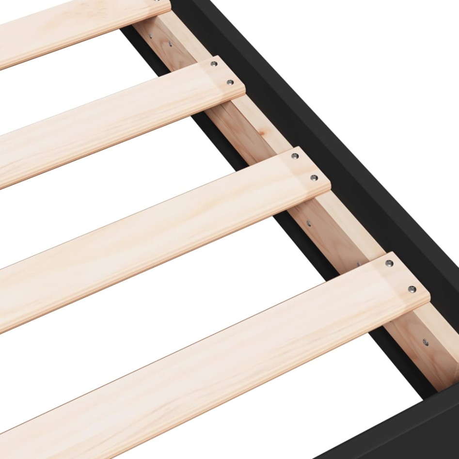 Estructura de cama madera de ingeniería negra 90x200