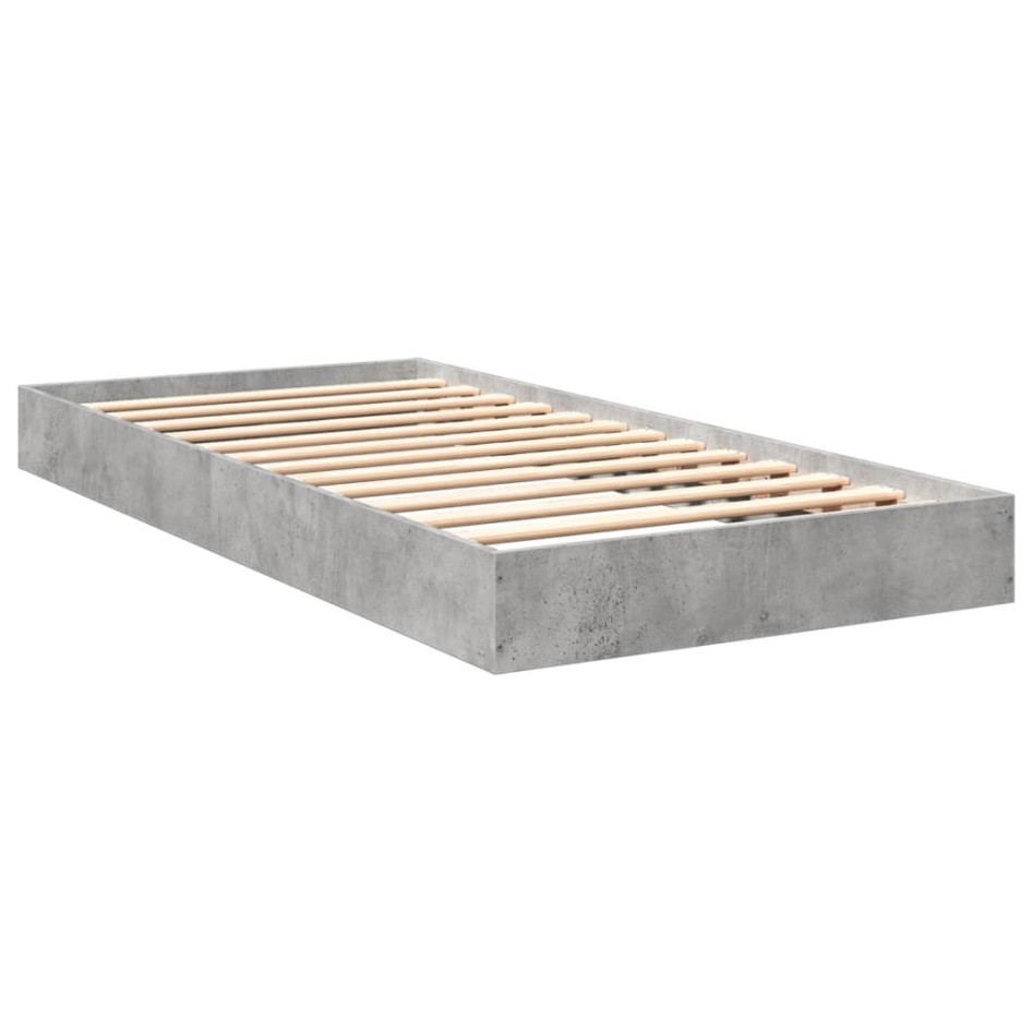 Estructura de cama madera de ingeniería gris hormigón