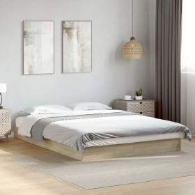 Estructura de cama sin colchón madera roble Sonoma 120x190