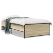 Estructura cama madera ingeniería metal roble Sonoma 100x200 cm