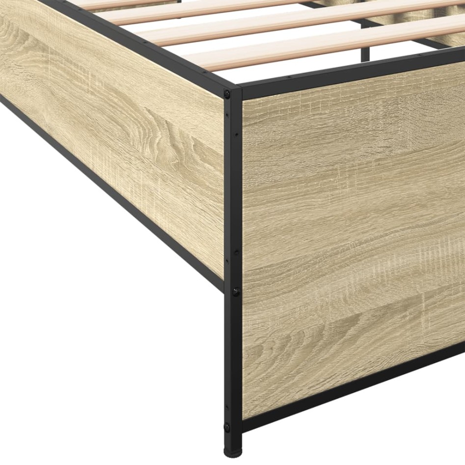Estructura cama madera ingeniería metal roble Sonoma 100x200